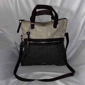 Fossil Dark Chocolate Brown and Cream Polka Dot Women's Bag